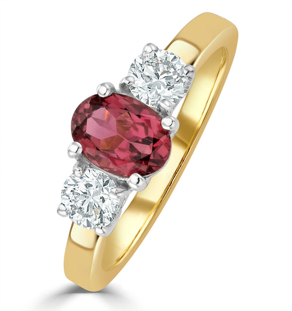 Pink Tourmaline 0.80CT and Diamond Ring in 18K Gold - FET23